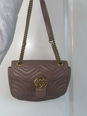 Gucci GG Marmont Matelesse Shoulder Bag Dusty Pink Leather